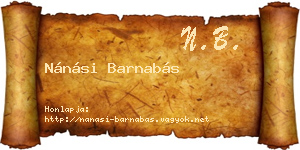 Nánási Barnabás névjegykártya